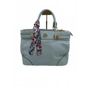 Segolene En Cuir Nadeen Powder Blue Leather Satchel Purse